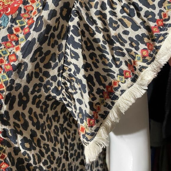 Thml Leopard Floral Embroiderd Flutter Sleeve Knee Length Dress Women's Size M - Picture 5 of 16